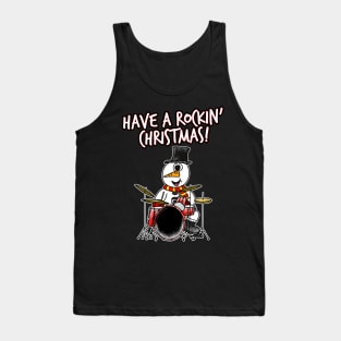 Have A Rockin' Christmas Snowman Playing Drums Tank Top